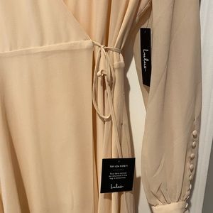 Lulus My Whole Heart Cream Long Sleeve Maxi Large